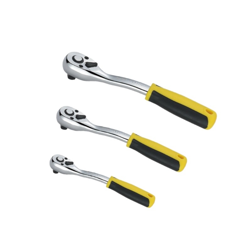 Billion New 72 dantų lenkta rankena, greito atlaisvinimo lizdas, chromo vanadžio plienas, poliruotas chromas