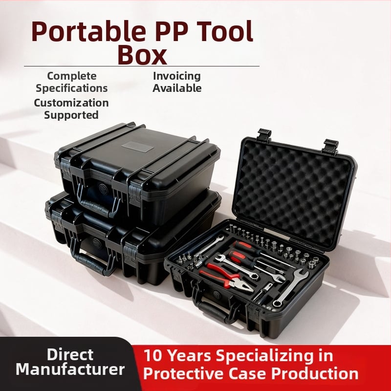 Cutie portabilă pentru unelte din plastic întărit, impermeabilă, cutie de depozitare multifuncțională pentru unelte