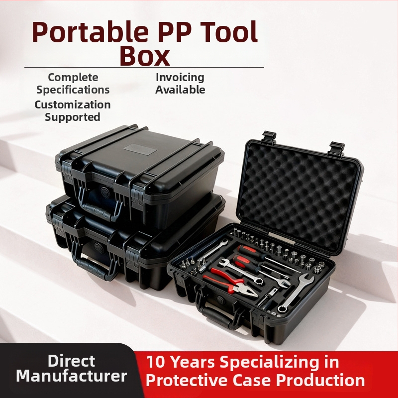 Cutie portabilă pentru unelte din plastic întărit, impermeabilă, cutie de depozitare multifuncțională pentru unelte