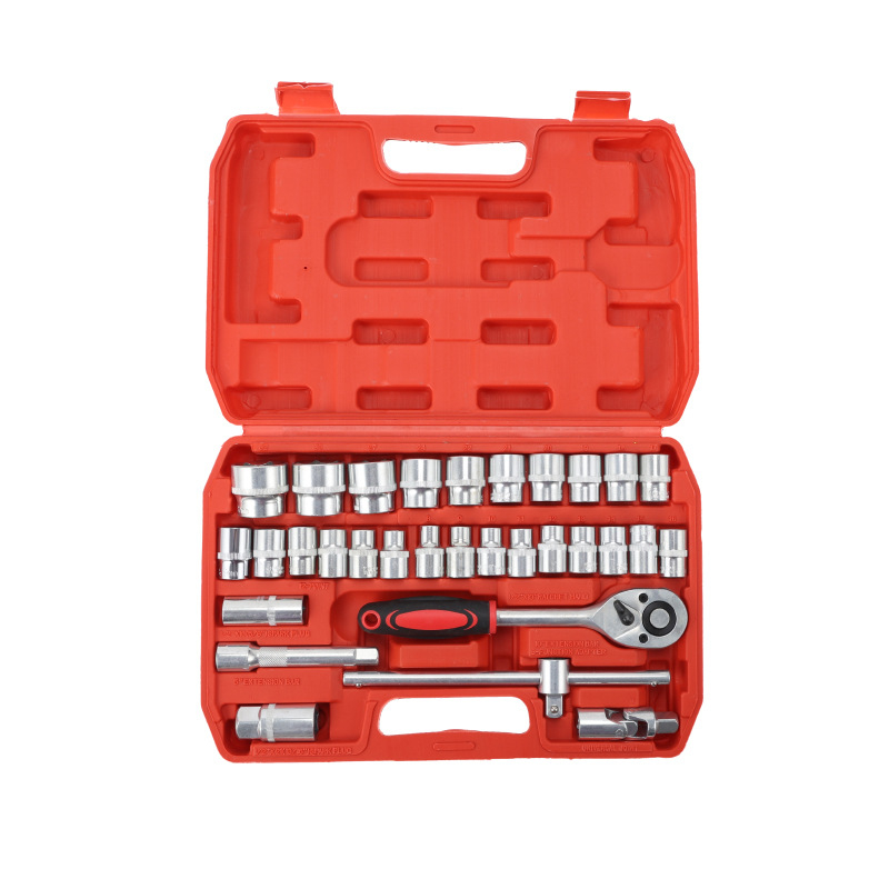 32 части комплект инструменти за авто ремонт в кутия, мултифункционален комплект гнезда и ключове, хром-ванадиева стомана