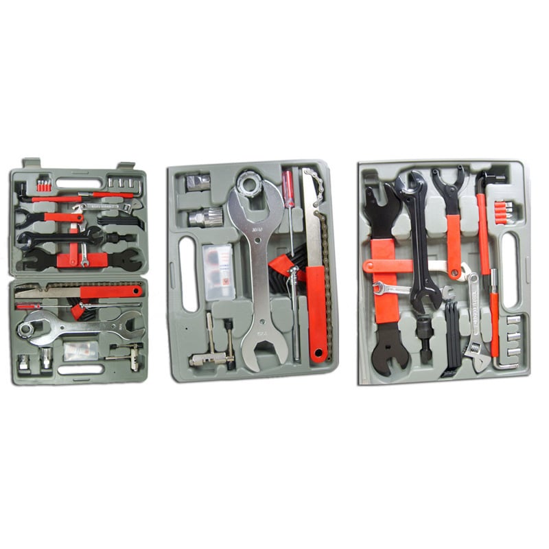 Σετ εργαλείων επισκευής ποδηλάτου με μεγάλη θήκη εργαλείων, πλήρες σετ και πλήρη λειτουργικότητα (υλικό: Άλλο; κατηγορία προϊόντος: Συνδυασμένο πακέτο; εισαγωγή: Όχι)