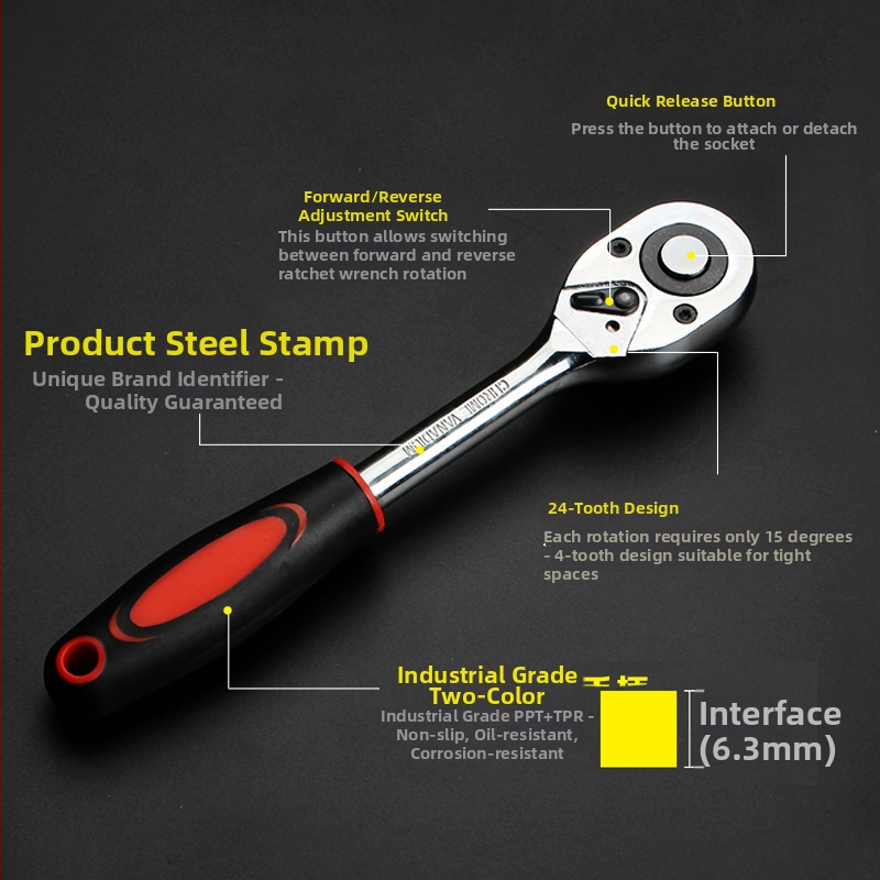 Dafei 12-dielna sada šesťuholníkových zásuvkových kľúčov s ráčňou AQ21, oceľové náradie pre autá, motocykle a domáce použitie