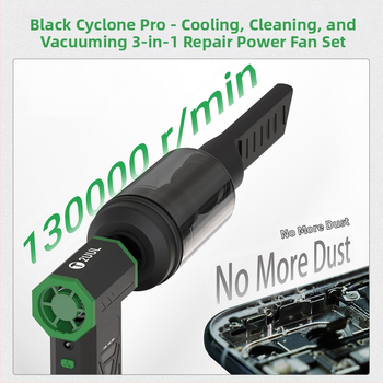 2uul Melns Tornado Pro putekļu noņemšanas gaisa pistole mobilā tālruņa remontam un tīrīšanai - plastmasas korpuss, sūcēja un pūšanas funkcija, telekomunikāciju uzturēšana