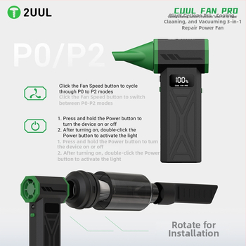 2uul Melns Tornado Pro putekļu noņemšanas gaisa pistole mobilā tālruņa remontam un tīrīšanai - plastmasas korpuss, sūcēja un pūšanas funkcija, telekomunikāciju uzturēšana