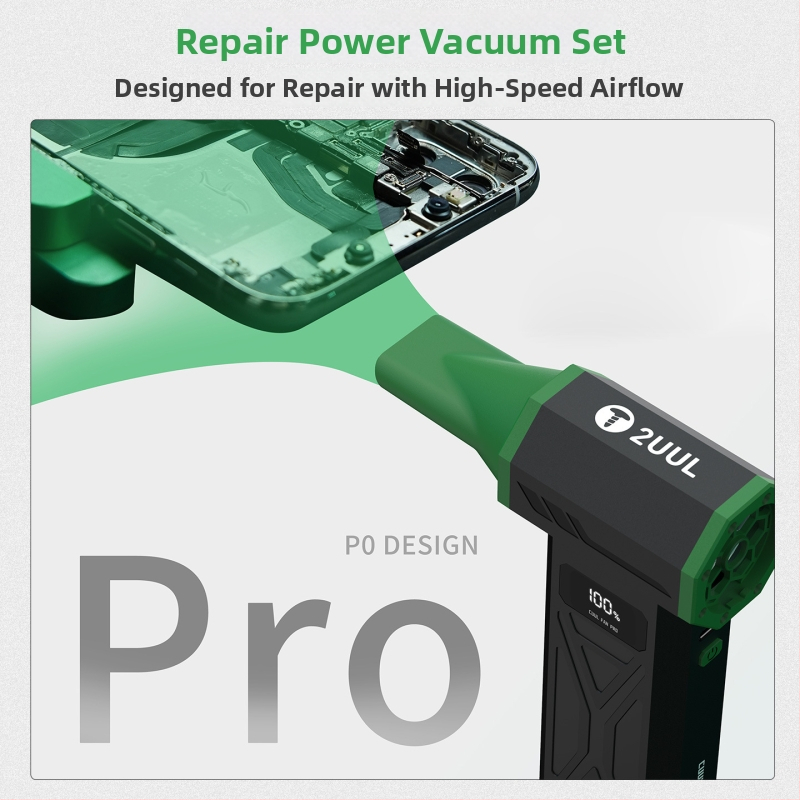 2uul Melns Tornado Pro putekļu noņemšanas gaisa pistole mobilā tālruņa remontam un tīrīšanai - plastmasas korpuss, sūcēja un pūšanas funkcija, telekomunikāciju uzturēšana