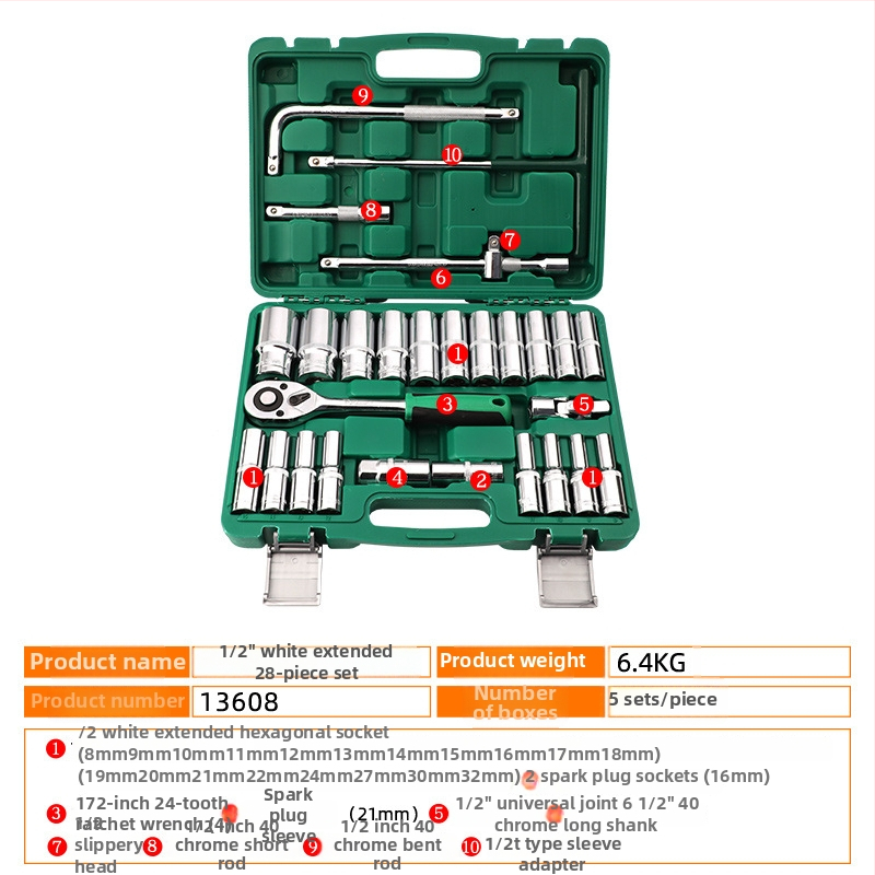 TUOSEN 28 gab. ratcheta uzgriežņu komplekts ar uzgaļiem, oglekļa tērauds, mājsaimniecības lietošanai un iekārtu remontam