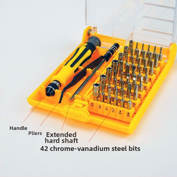 Daugiakryptinis atsuktuvų rinkinys, 46 dalys, modelis 6089A, magnetinis, izoliuotas, chromo-vanadžio plienas