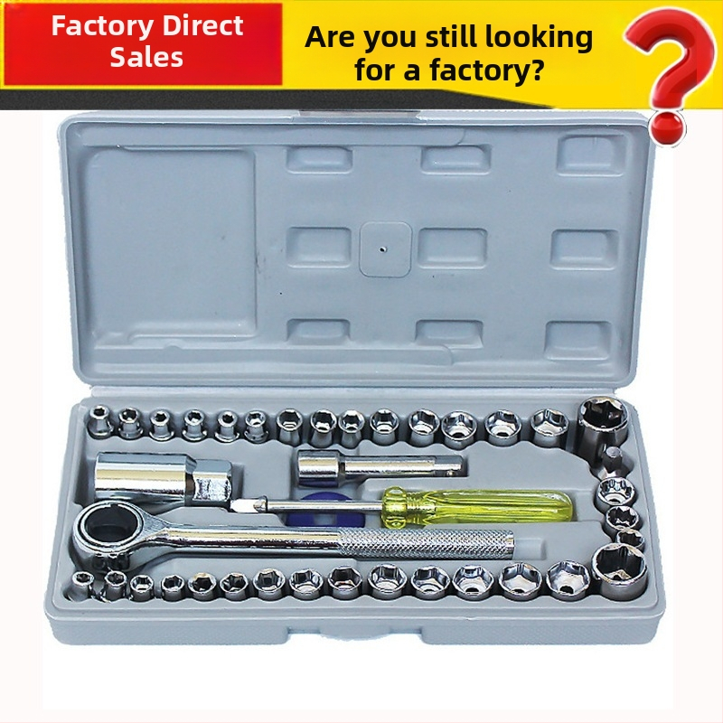 40 dalių įrankių rinkinys dėžėje, iš anglies plieno, svoris 1,2 kg