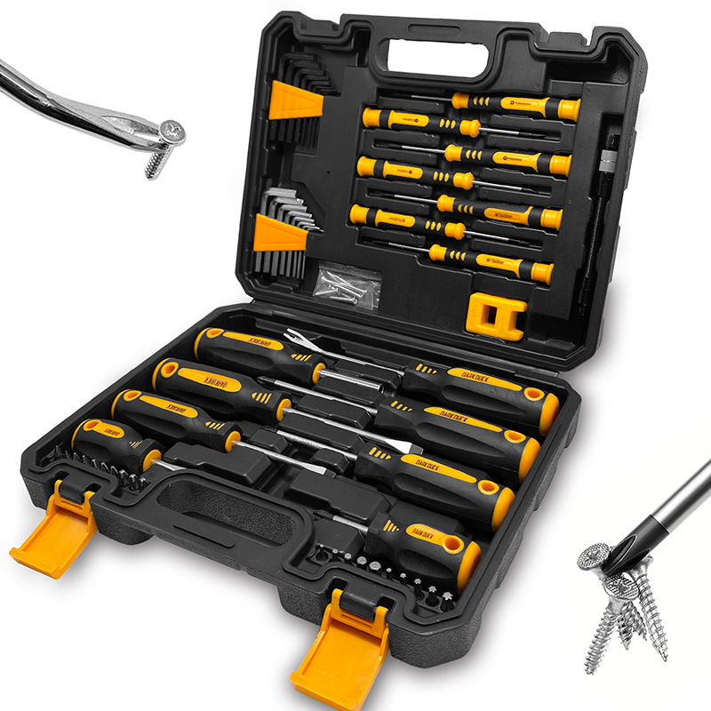 DARK DUCK 53 dalių veržliarakčių bitų rinkinys, magnetinis, chrom-vanadžio plienas Cr_V, rankinis nešiojamas rinkinys medienos darbams ir remontui daugiafunkciniame įrankių dėžėje