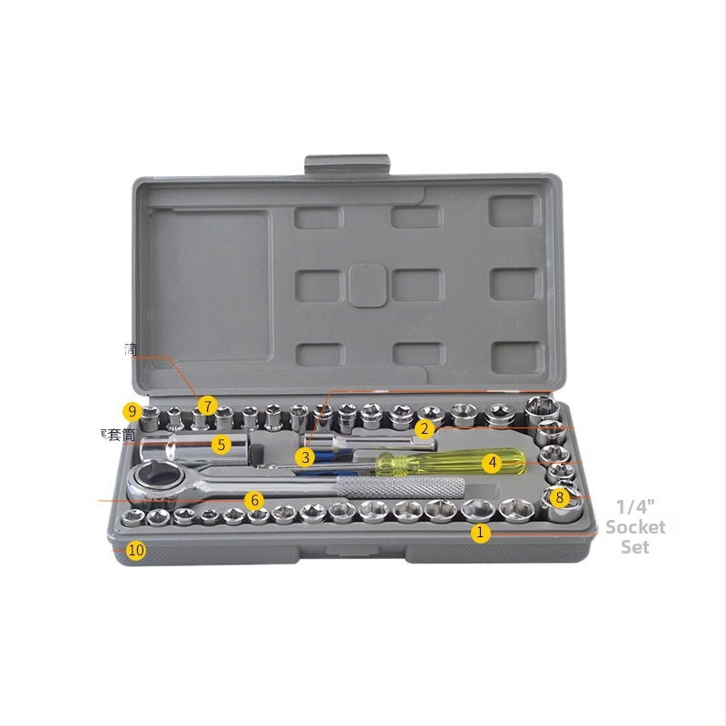 40 gabalu komplekts ar uzglabāšanas kārbu, hroma-vanādija tērauds, 1 kg, automašīnām un mājas lietošanai