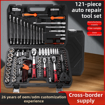 Jinger 121-detaļu komplekts auto un motociklu remontam no hroma-vanādija tērauda kastē