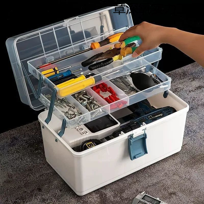 Daudzfunkcionāla metāla instrumentu kaste transportlīdzekļiem, saliekama ar trim slāņiem, rūpnieciskā kvalitāte