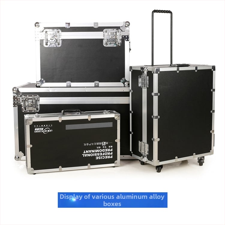 Aliuminio lydinio įrankių dėžė su traukiama rankena – flight case, nešiojama įrankių dėžė medicinos įrangai, logotipo spausdinimas