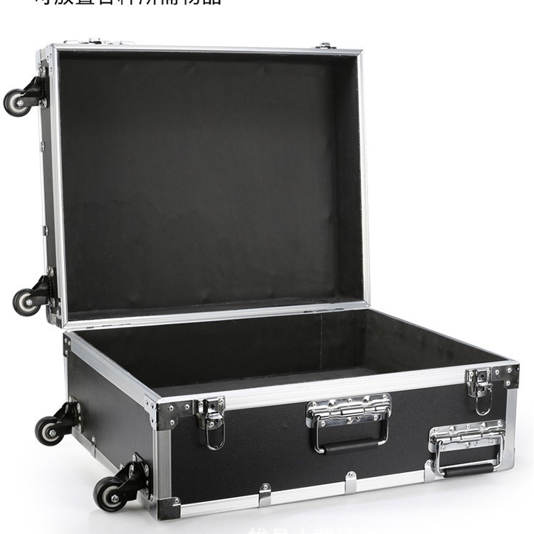 Aliuminio lydinio įrankių dėžė su traukiama rankena – flight case, nešiojama įrankių dėžė medicinos įrangai, logotipo spausdinimas