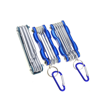 Sulankstomas vidinio šešiakampio veržliavų rinkinys su aliuminio rankena, 40Cr medžiaga, geležinis korpusas, dviračių remontui