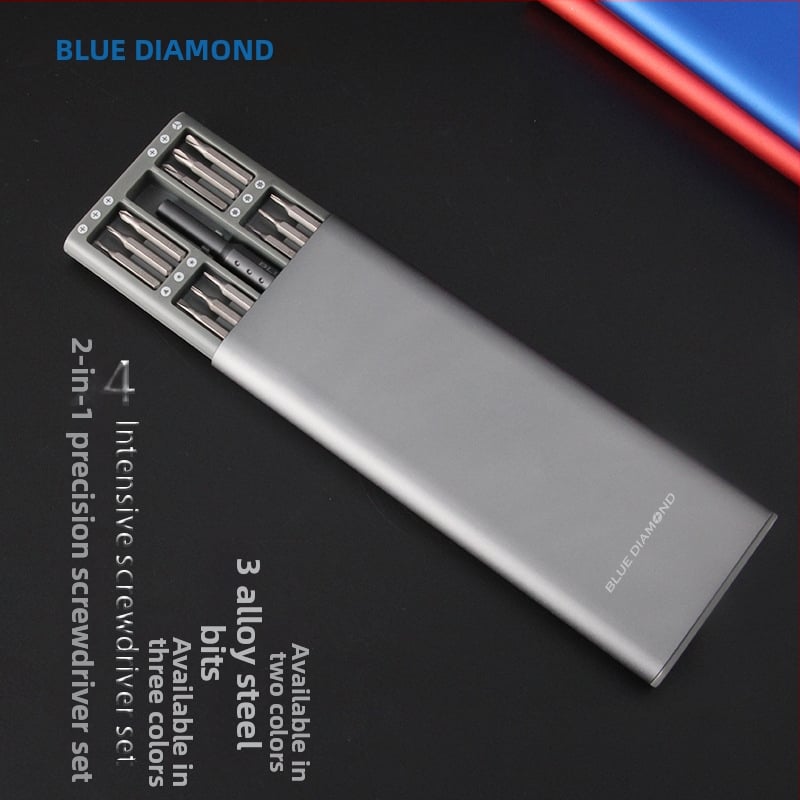 Blue Diamond 25-in-1 precizinių atsuktuvų rinkinys laikrodžių ir telefonų remontui — S2 lydinio įrankinis plienas, magnetinis, 0,21 kg, telekomunikacijų priežiūra