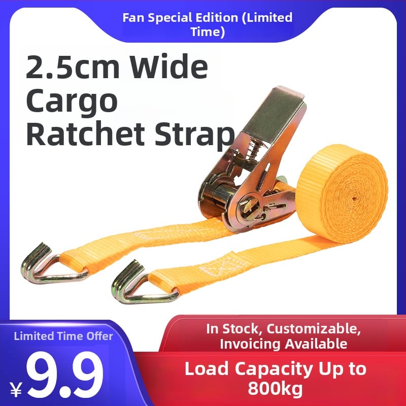 Poliesterinės įtemptos juostos su įtempikliu, kroviniams, apkrova 1000 kg, patvarumo jėga 800-1000 kg, SGS ir CCS sertifikatai