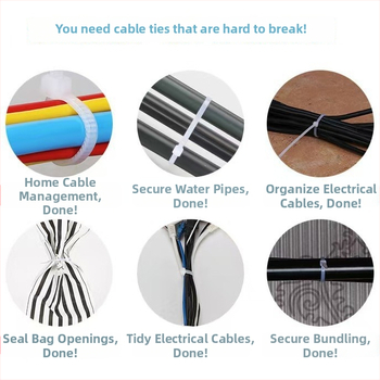 Savistiprintos nailoninės zip-juostelės vielų tvirtinimui, nailonas 6, storis 1,2 mm, gaisro atsparumo klasė 94V-2