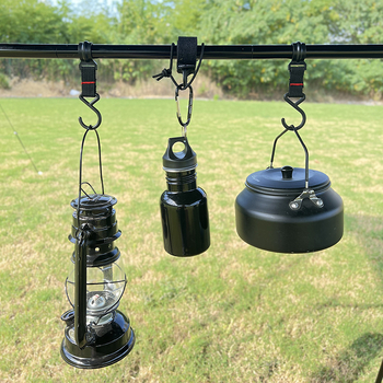 COOLCAMP Kültéri kemping horog a sátoroszlophoz - alumínium ötvözetű karabiner, csúszásmentes pánt, gyorskapocs húzózsinórral