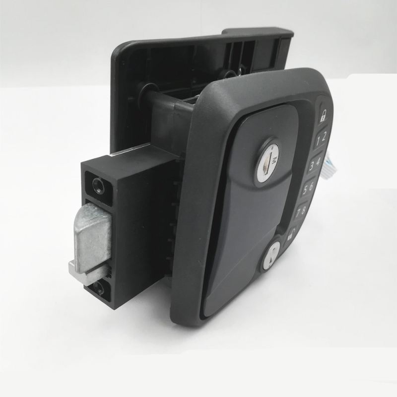 Intelligens RV ajtózár kóddal és távirányítással, D01 modell, henger: cinkötvözet, kivitelezés: fém-plasztik