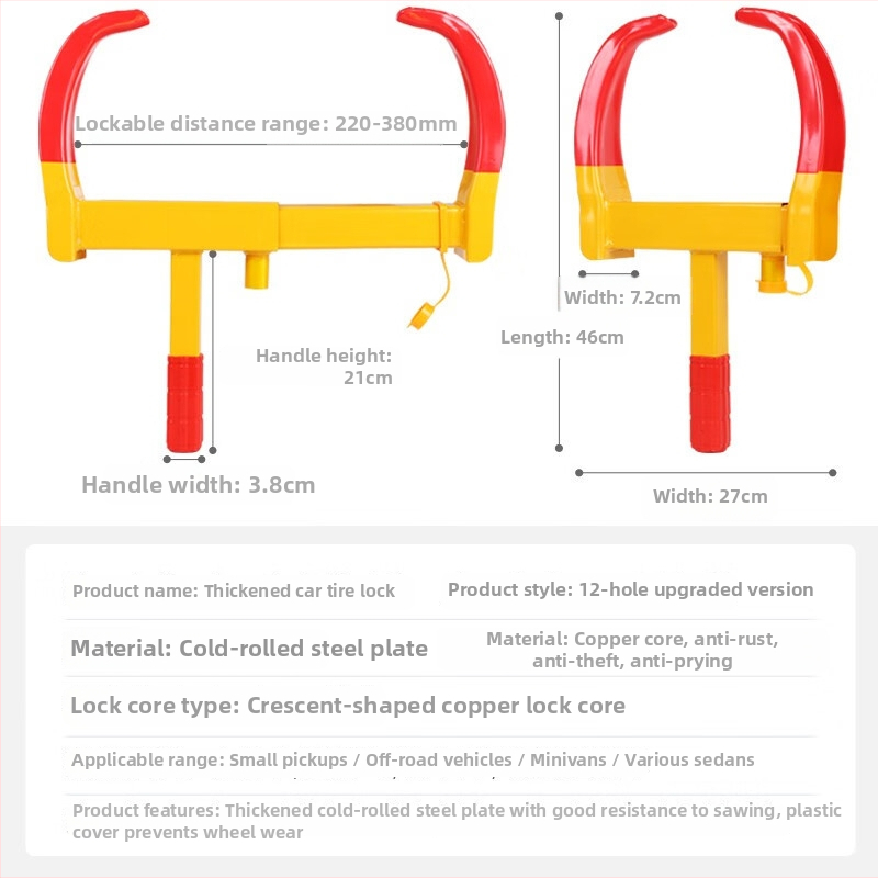 Fun Wheel Lock – Brava za auto gumu s rogovim dizajnom, 12 rupa zaPodešavanje, cilindar od čistog bakra