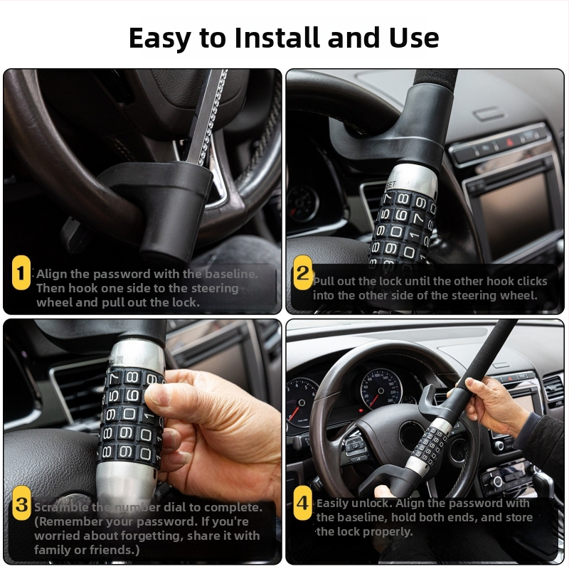 Zámok na volane s heslom - výsuvný, univerzálna kompatibilita, model 10348, materiál: nehrdzavejúca oceľ a hliníková zliatina