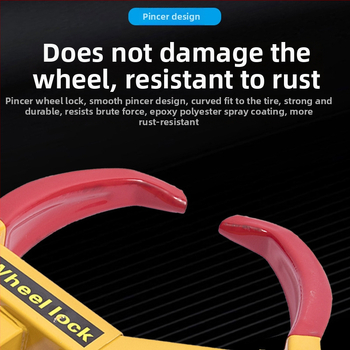 Autógumi-zár – Klip-típusú lopás elleni kerékzár, acél test, réz henger, 9–12 lyuk beállítás, kompatibilis a legtöbb autómodellhez