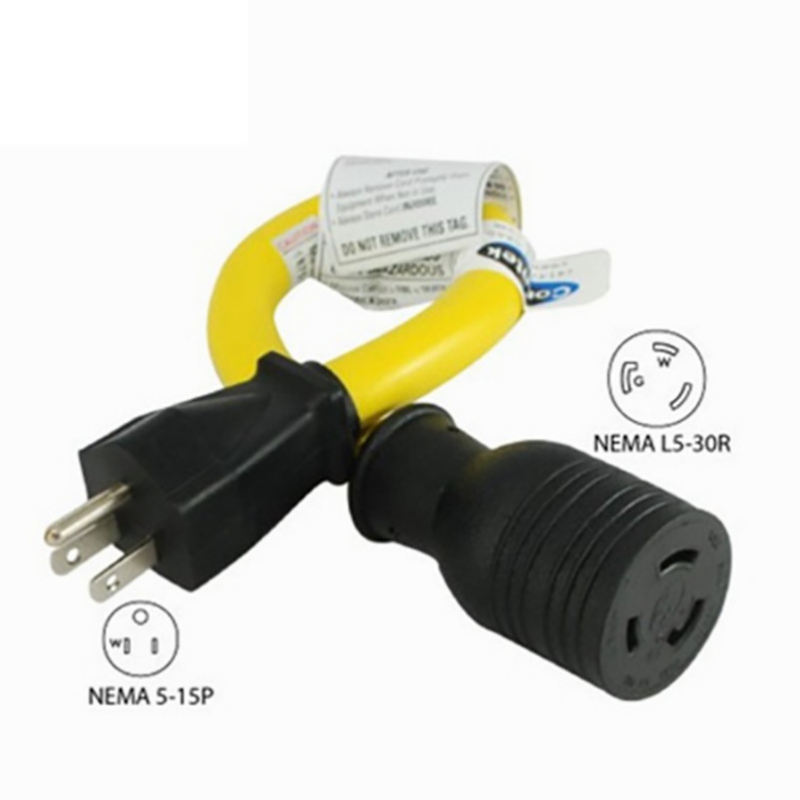 RV átalakító kábel L5-30P-től 5-15R-ig, menetes zárómechanizmus, leesés elleni védelem, UL tanúsítvány, 110-120V, XC márka