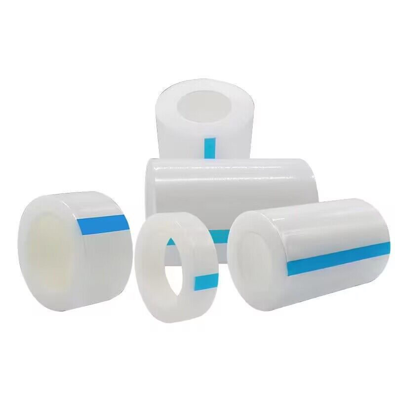 PE védőfólia magasfényű felületekhez, 98%-os átlátszóság, akril olajos ragasztó, vastagság 3–15 μm, anyag: PE, mag: műanyag, alkalmazások: optikai üveg, rozsdamentes acél, magas fényű műanyagok