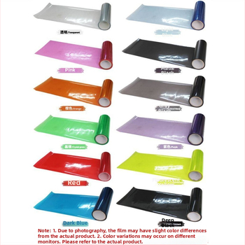 Auto un motociklu lukturu krāsu maiņas filma ar 50% gaismas caurlaidību, 50% UV aizsardzību, 50% siltumizolāciju, 10C biezumu un aizmugurējo līmēšanas sistēmu.