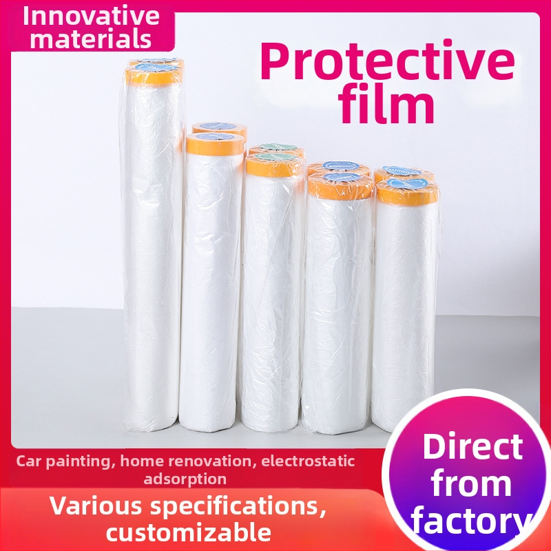 Festékmaszkoló fólia bútorok és autók festéséhez; PE film + papír alap, nagy tapadóerő, 95% fényáteresztés, papíralapú mag