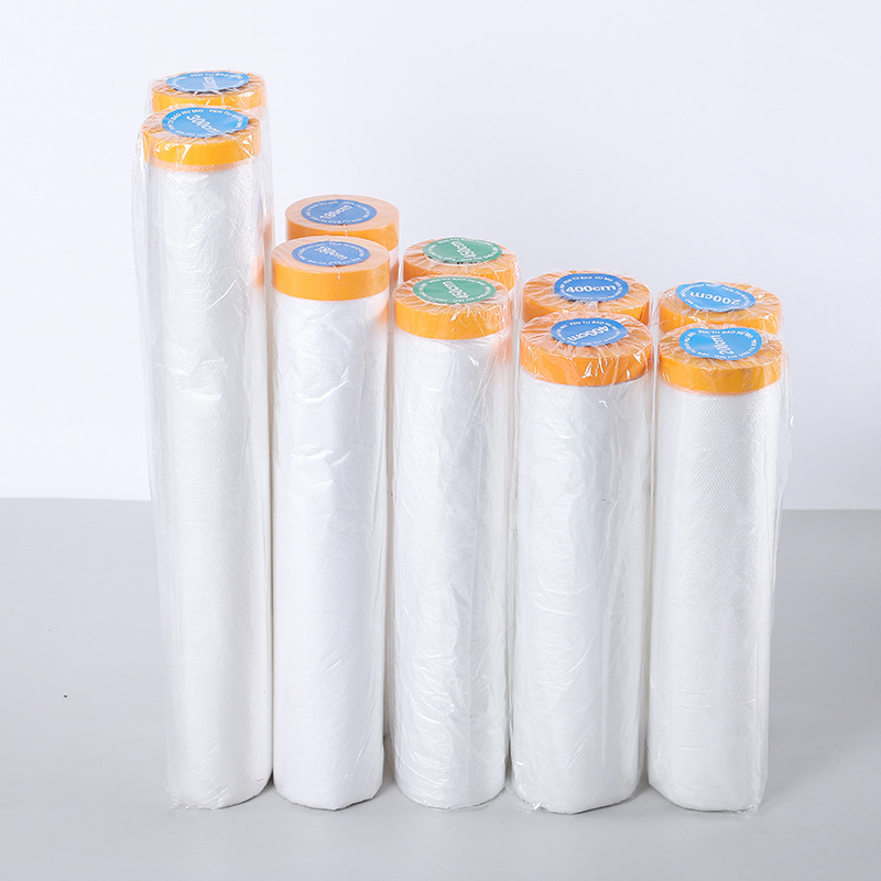 Festékmaszkoló fólia bútorok és autók festéséhez; PE film + papír alap, nagy tapadóerő, 95% fényáteresztés, papíralapú mag