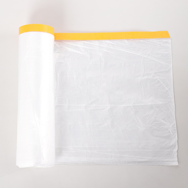 Festékmaszkoló fólia bútorok és autók festéséhez; PE film + papír alap, nagy tapadóerő, 95% fényáteresztés, papíralapú mag