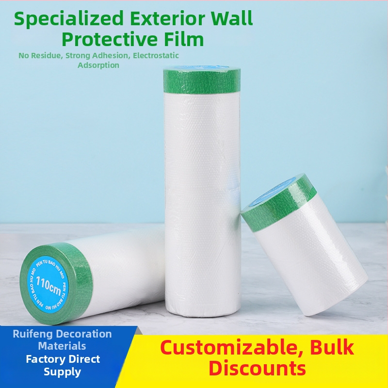 Külső fal maszkfilm elektrostatikus tapadással – PE, erős viszkozitás, közepes vastagság, beltéri felhasználás bútorok porvédelemére és autófestésre