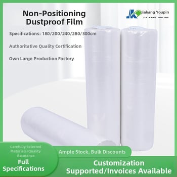 PE dulkių apsaugos plėvelė baldams ir drabužinėms, be klijų, su popieriaus korpusu, storis 0,6, maskavimui ir apsaugai