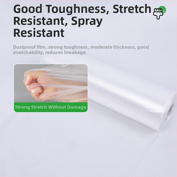 PE dulkių apsaugos plėvelė baldams ir drabužinėms, be klijų, su popieriaus korpusu, storis 0,6, maskavimui ir apsaugai