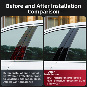 Leapmotor C01/C11/C10/C16 központi pillér védőfólia — B-oszlop ablakvédő, karcolásmentes, kopásálló, nagy felbontású, ragasztószalag