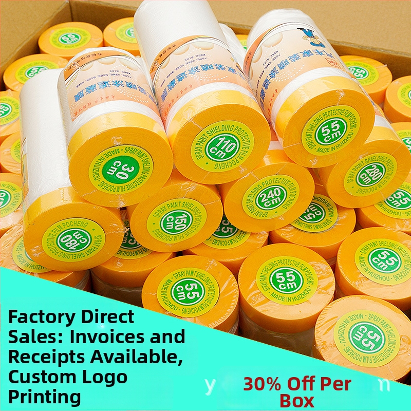 PE maszkoló fólia autófestéshez és otthoni dekorációhoz, papír-PE hordozó, papírcső mag, vízbázisú ragasztó, magas viszkozitás, testreszabható feldolgozás