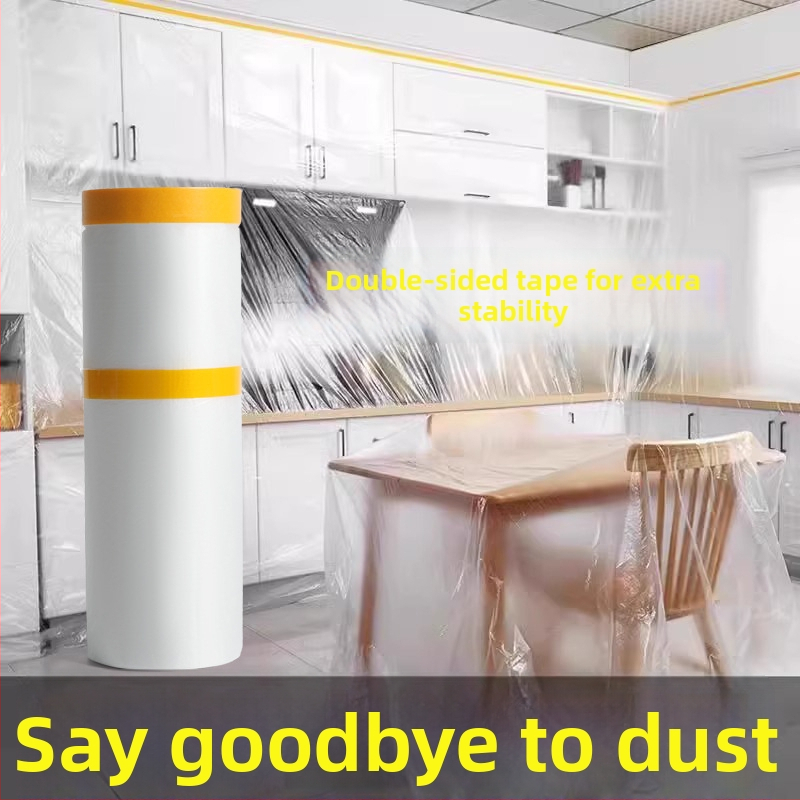 Egyszer használatos porvédő fólia festéshez, PE, dupla ragasztású porvédő film, bázis: japán papír + film, magas viszkozitás