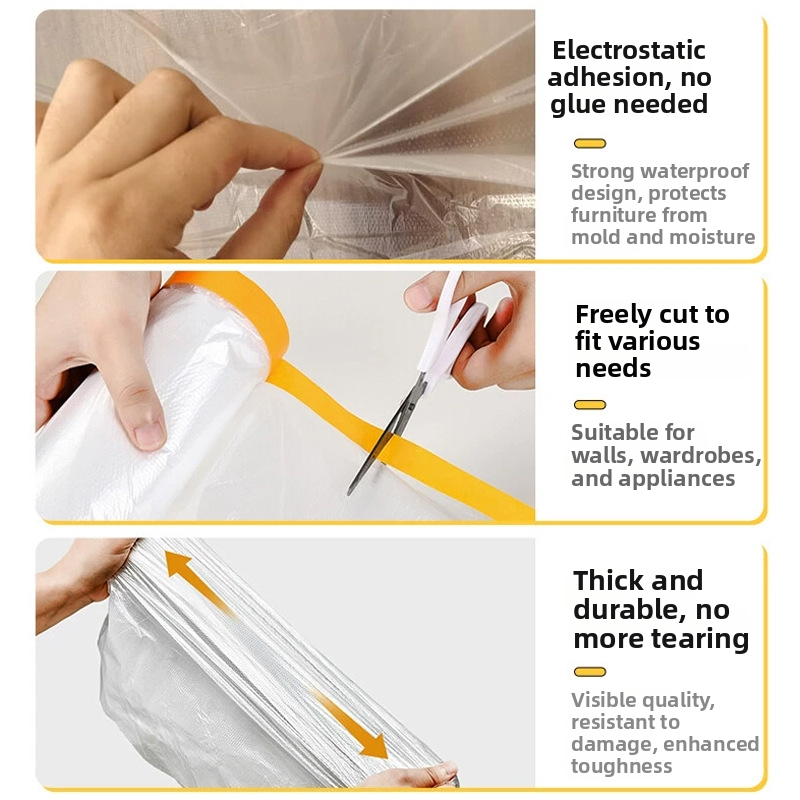 Ühekordne tolmukaitse kile värvimiseks, PE, kahekordne kleepuv tolmukaitse kile, alusmaterjal: jaapani paber + kile, kõrge viskoossus