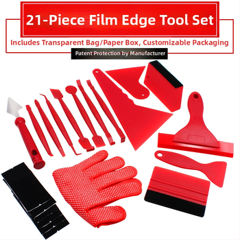 Automobiļa malu skrāpera instrumentu komplekts, 21 gab., materiāls POM+PP+ABS, piemērots krāsu maiņas auto plēvei