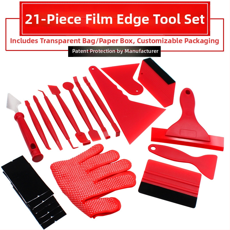 Automobiļa malu skrāpera instrumentu komplekts, 21 gab., materiāls POM+PP+ABS, piemērots krāsu maiņas auto plēvei