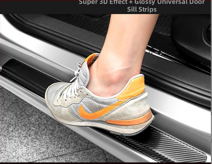 Automobilio slenksčio apsauga, anglies pluošto raštas, universalus, PVC lipdukas