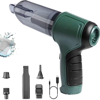 Безжичен преносим вакуум за автомобил, ръчен, 120W, всмукване над 5000 Па, вградена батерия 2000-2500 mAh, USB захранване, мокро и сухо почистване, за килими