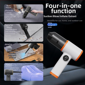 Портативна безжична прахосмукачка за кола и дом, вградена батерия, 45 W, плосък накрайник, кутия за прах