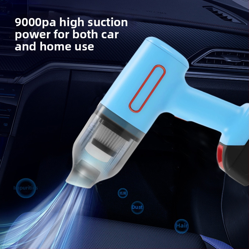 Pārvietojams rokas putekļu sūcējs auto un mājām, 12V, 90W, 9000Pa, uzlādējams, bezvadu