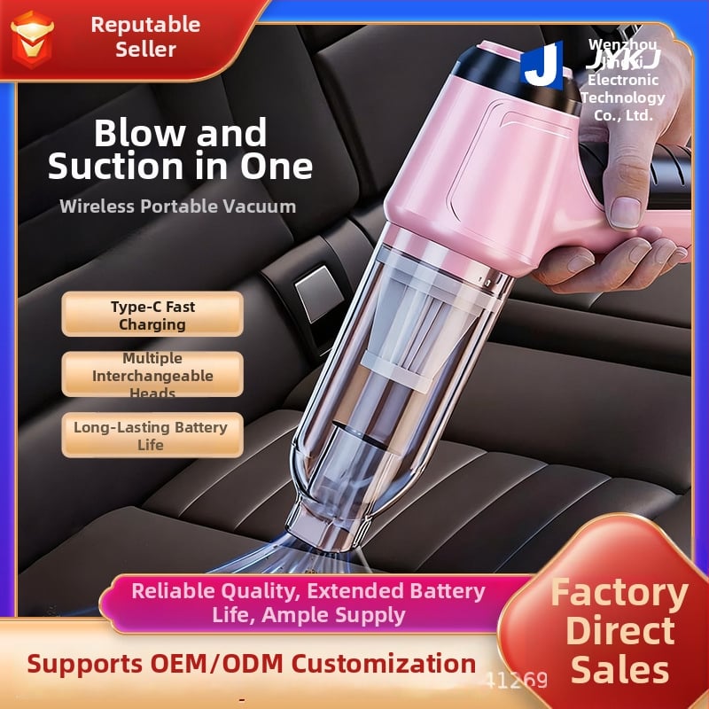 Juhtmevaba kaasaskantav tolmuimeja auto ja kodu jaoks, kõrge võimsusega hari tüüpi tolmupilduja ja lameotsik, 401–600 W, ≤36 V