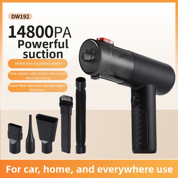 Belaidė rankinė dulkių siurblys automobiliui, brushless variklis, mini, su dideliu siurbimo galingumu (70 W, 11,1 V, 16000 Pa, 20 min baterijos veikimo laikas)