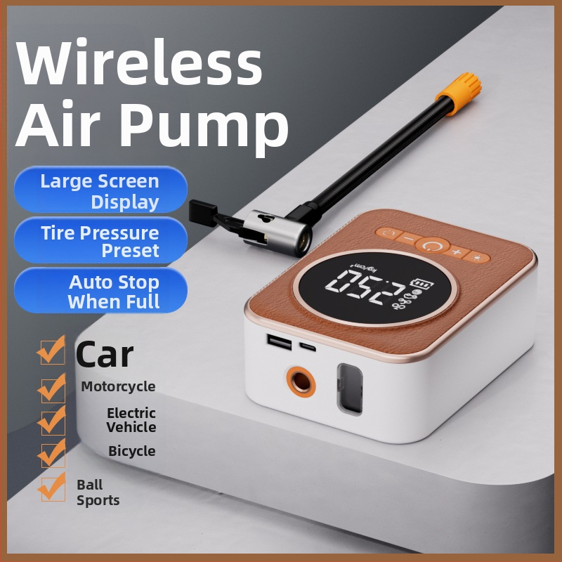 Безжична помпа за автомобилни гуми с цифров дисплей, 200W, едноцилиндрова, 25 л/мин, USB зареждане
