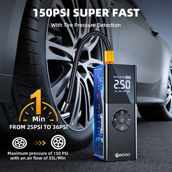Bežična prijenosna pumpa za zrak u automobilu s digitalnim zaslonom, 22 cilindara, 12V, 120W, punjiva